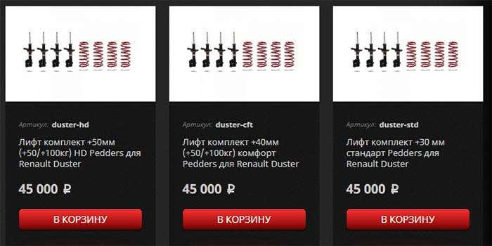 Подвеска Pedders для Renault Duster