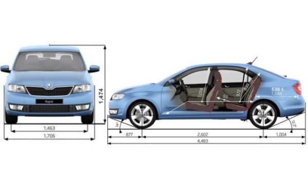 габариты skoda rapid